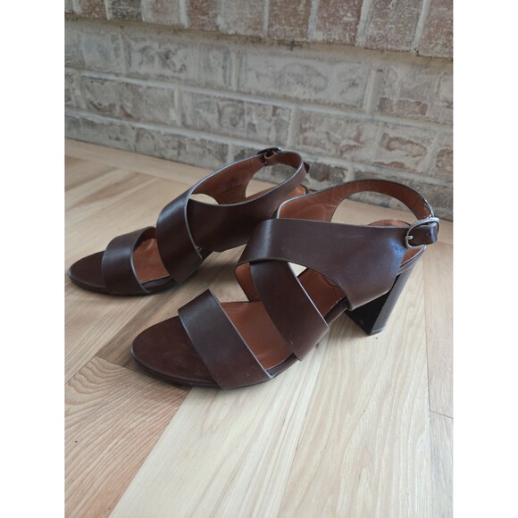 Pierre Dumas Brown Vegan Leather Strappy Heel Sandals Size 7.5 - Picture 3 of 10